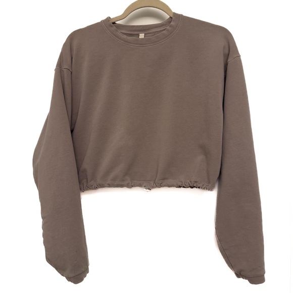 Aritzia Babaton Region Cropped Sweatshirt XS Turner Taupe Super Cozy - Picture 2 of 8
